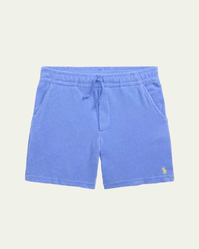 Boy's Terry Embroidered Polo Shorts, Size S-